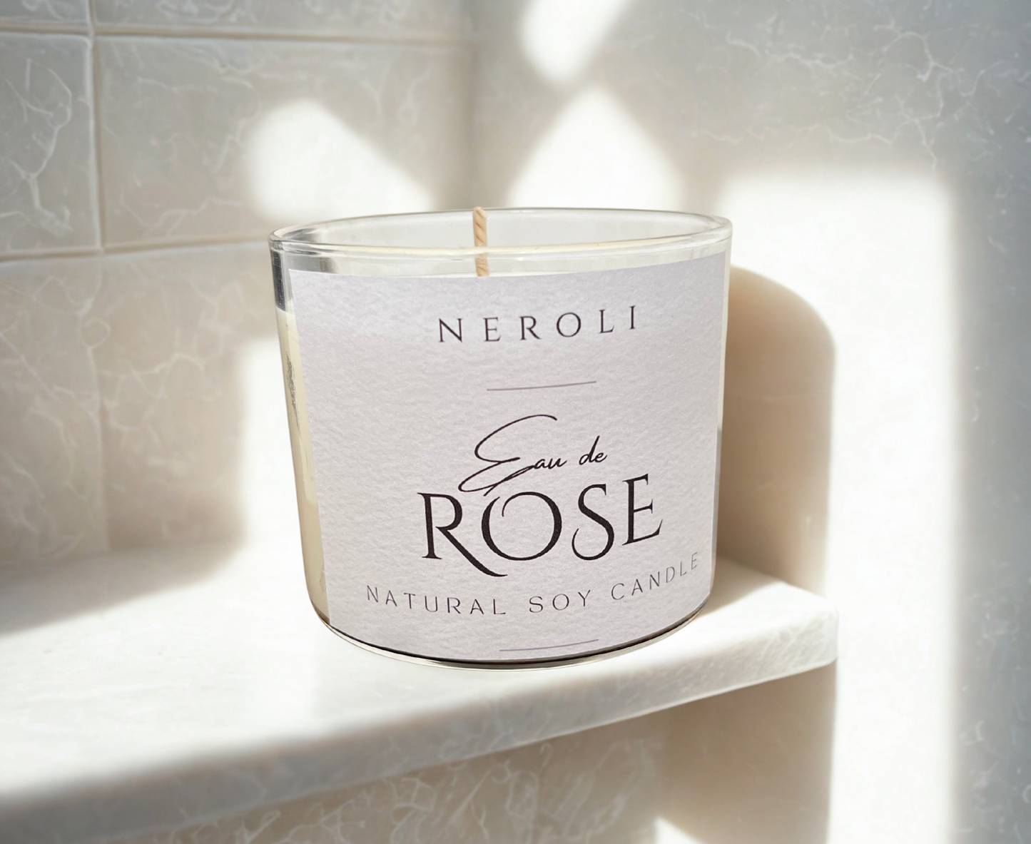 נר זכוכית 350 גרם | Eau de Rose