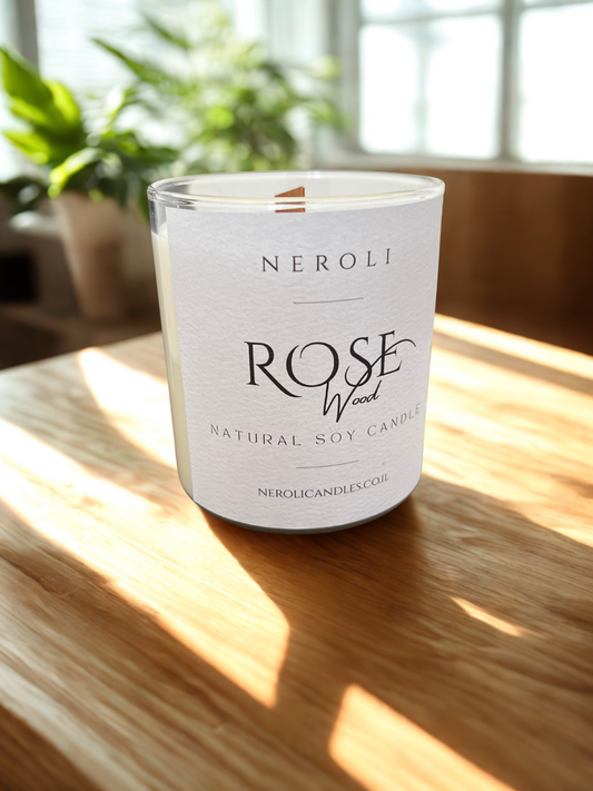 נר זכוכית 450 גרם | Rose wood