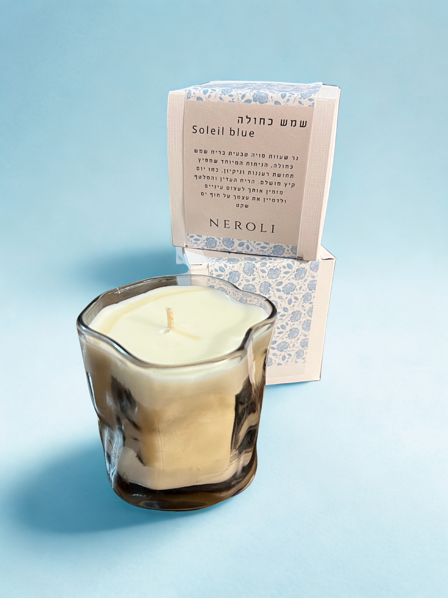 נר זכוכית מעוצב | שמש כחולה