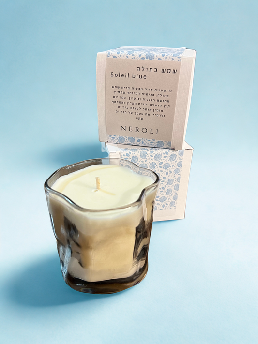 נר זכוכית מעוצב | שמש כחולה