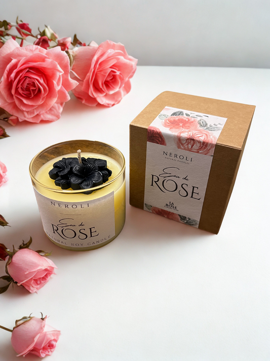 נר זכוכית 300 גרם | Eau de Rose