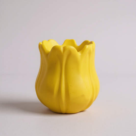 פמוט גבס טוליפ עבודת יד | צהוב