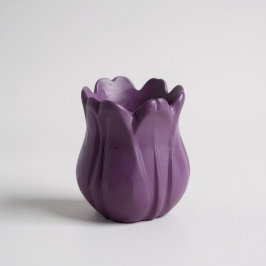 פמוט גבס טוליפ עבודת יד | סגול