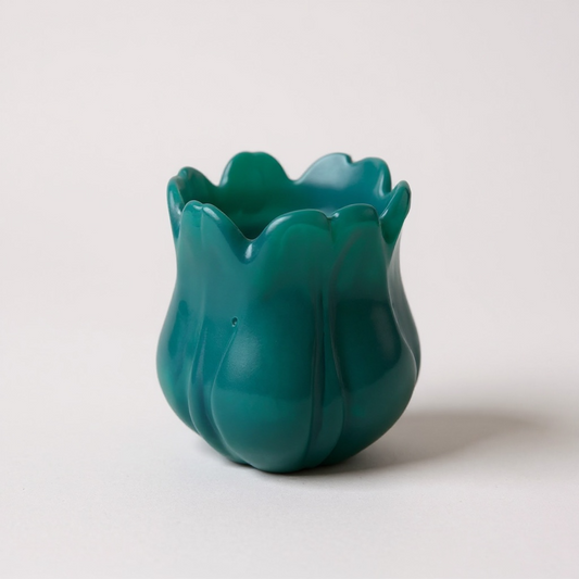 פמוט גבס טוליפ עבודת יד | ירוק